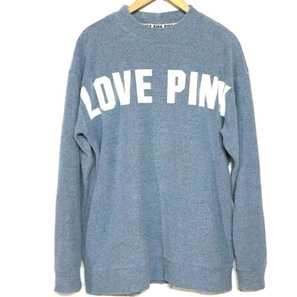 Victoria's Secret PINK Steel Blue with White Logo French Terry Pullover Tunic - Picture 5 of 8